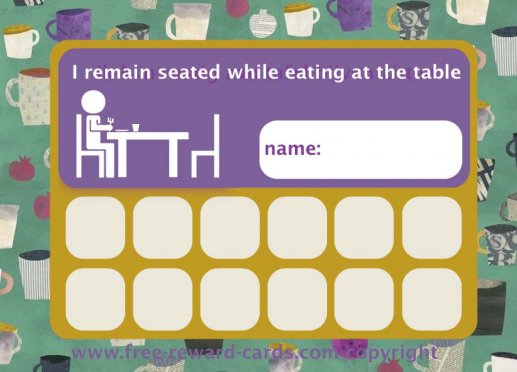 Reward Card remain seated while eating