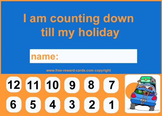 Countdown Chart For Kids